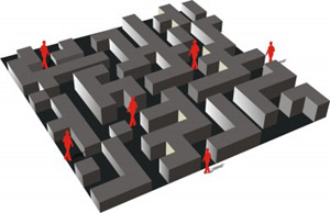 graphic of people in a maze